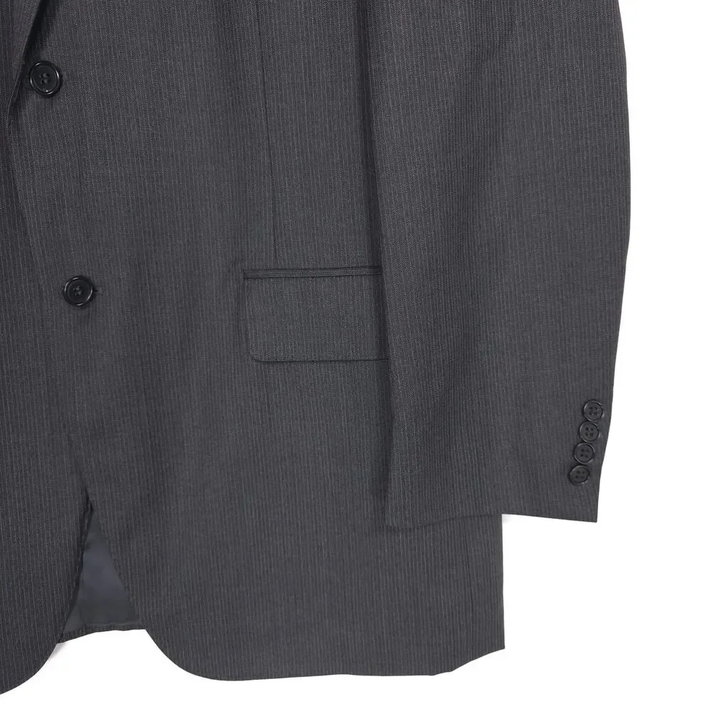 CANALI ITALY MADE 100‎ % Wool Blazer Jacket Gray Pinstripe 42L Sport Coat